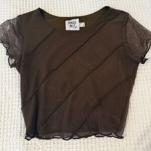 Princess Polly Brown Mesh Top